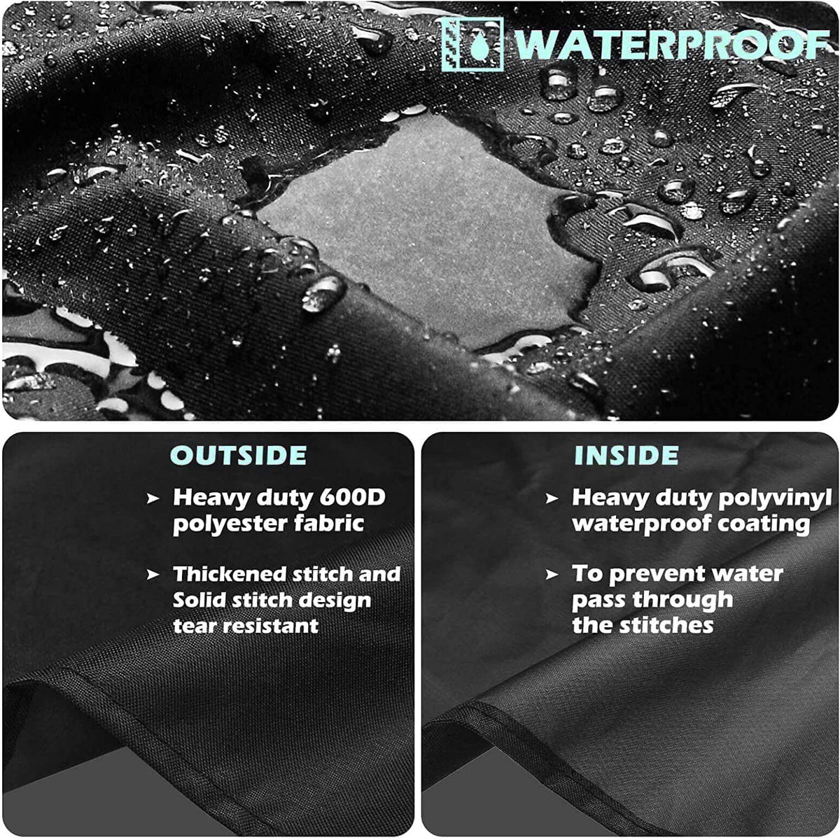 GRISUN grill cover waterproof-600d material shields from rain and splashes.