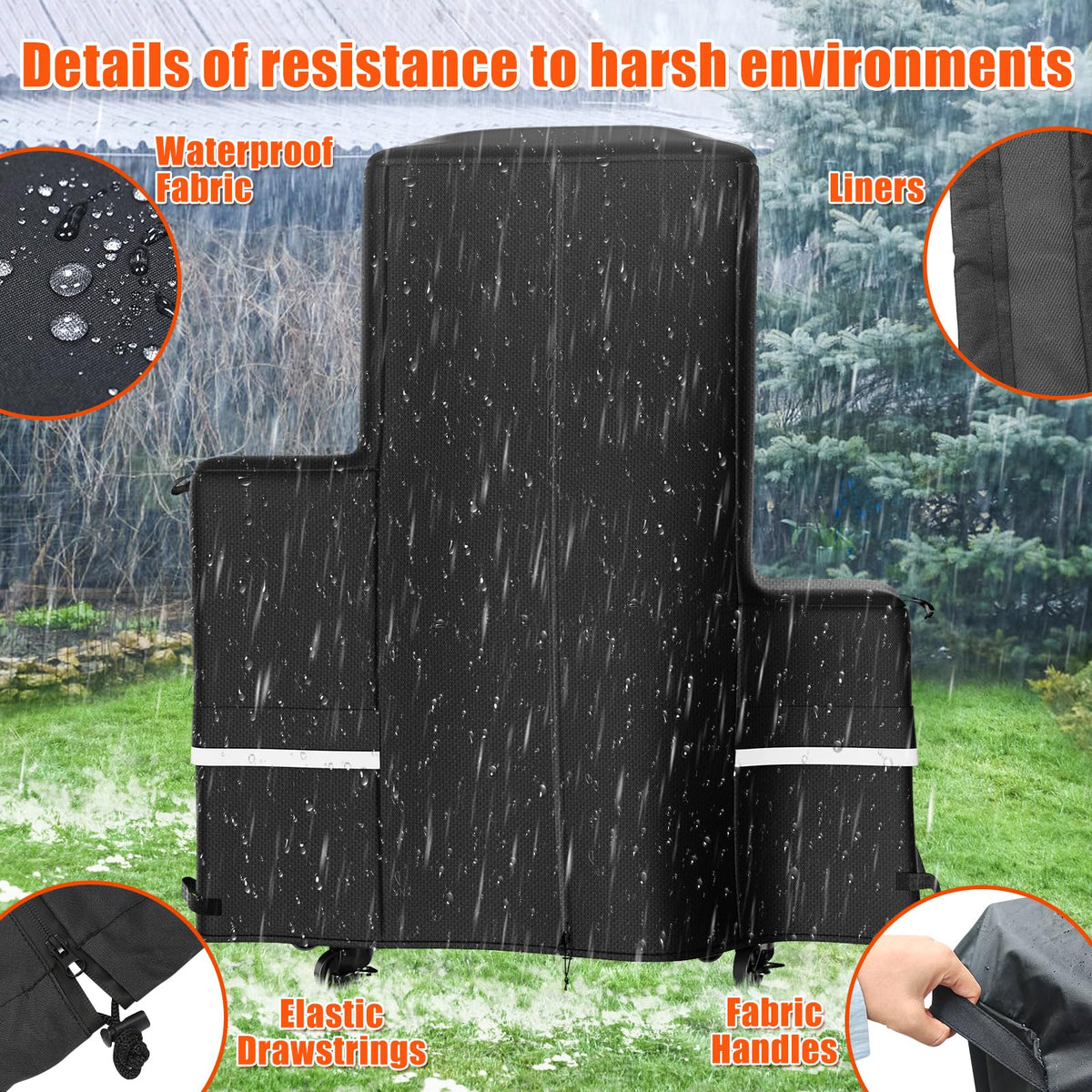 GRISUN PB2180LK grill cover waterproof coating shields against rain and sun