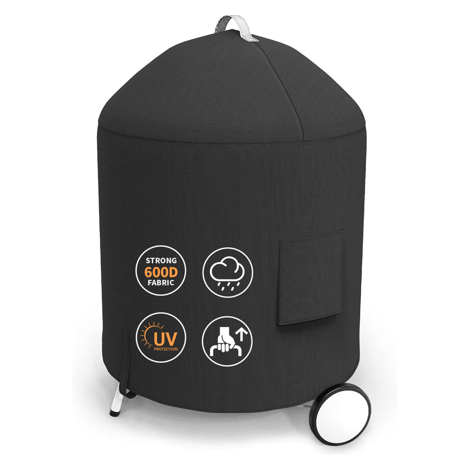 Grisun kettle cover for Weber 22-inch, top view, protects from rain and sun.