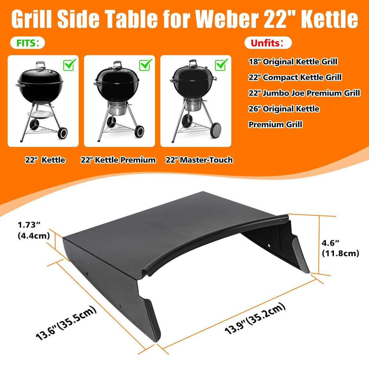 GRISUN lid holder on Weber 22-inch keeps the lid secure.