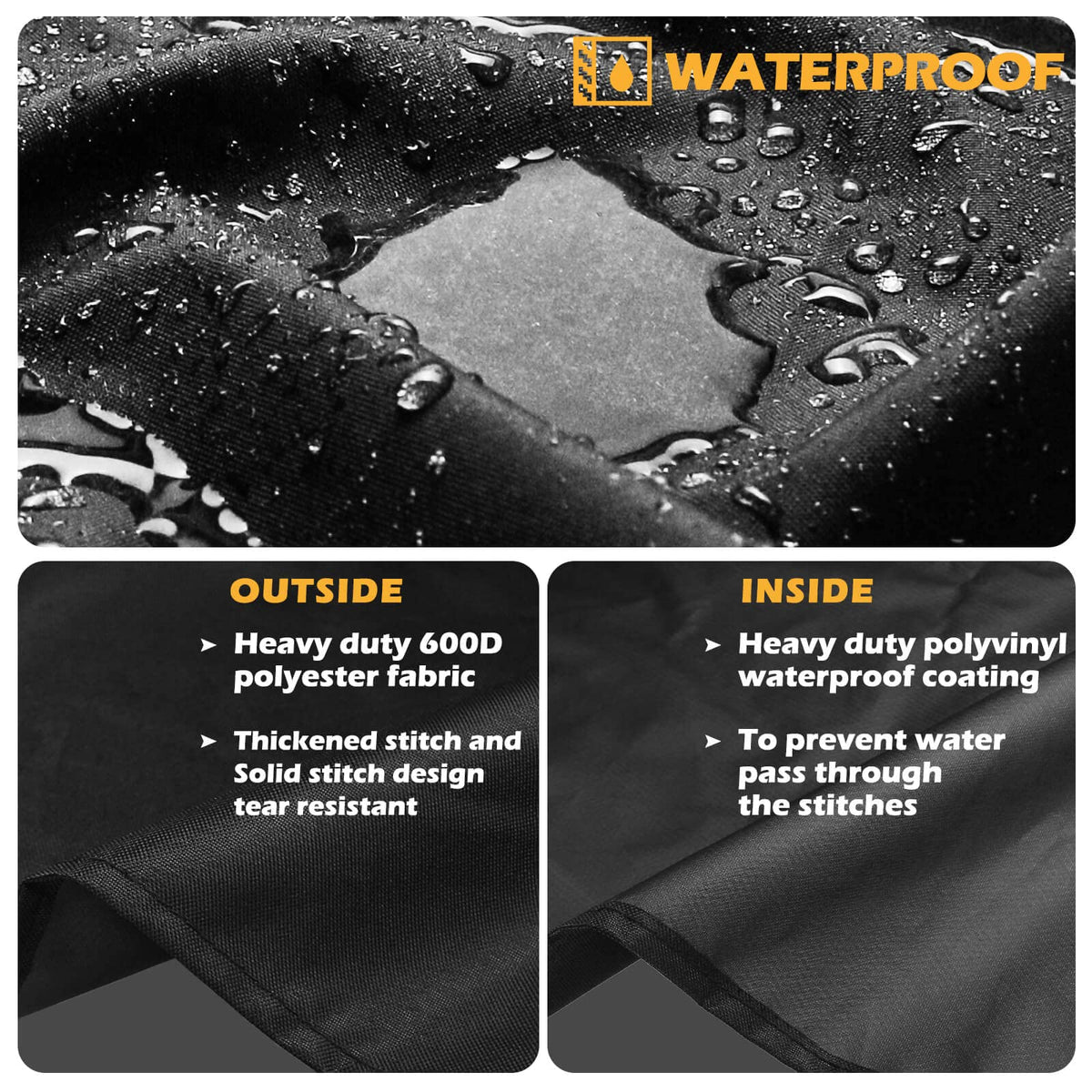 Grisun anti-tear stitching highlights durable outdoor cover for Camp Chef stoves.
