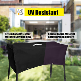 Grisun stove cover with secure hooks keeps Camp Chef EX60P in place during wind.