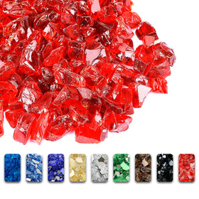 GRISUN Red Fire Glass half-inch 10lbs with bright, reflective surface for flames.