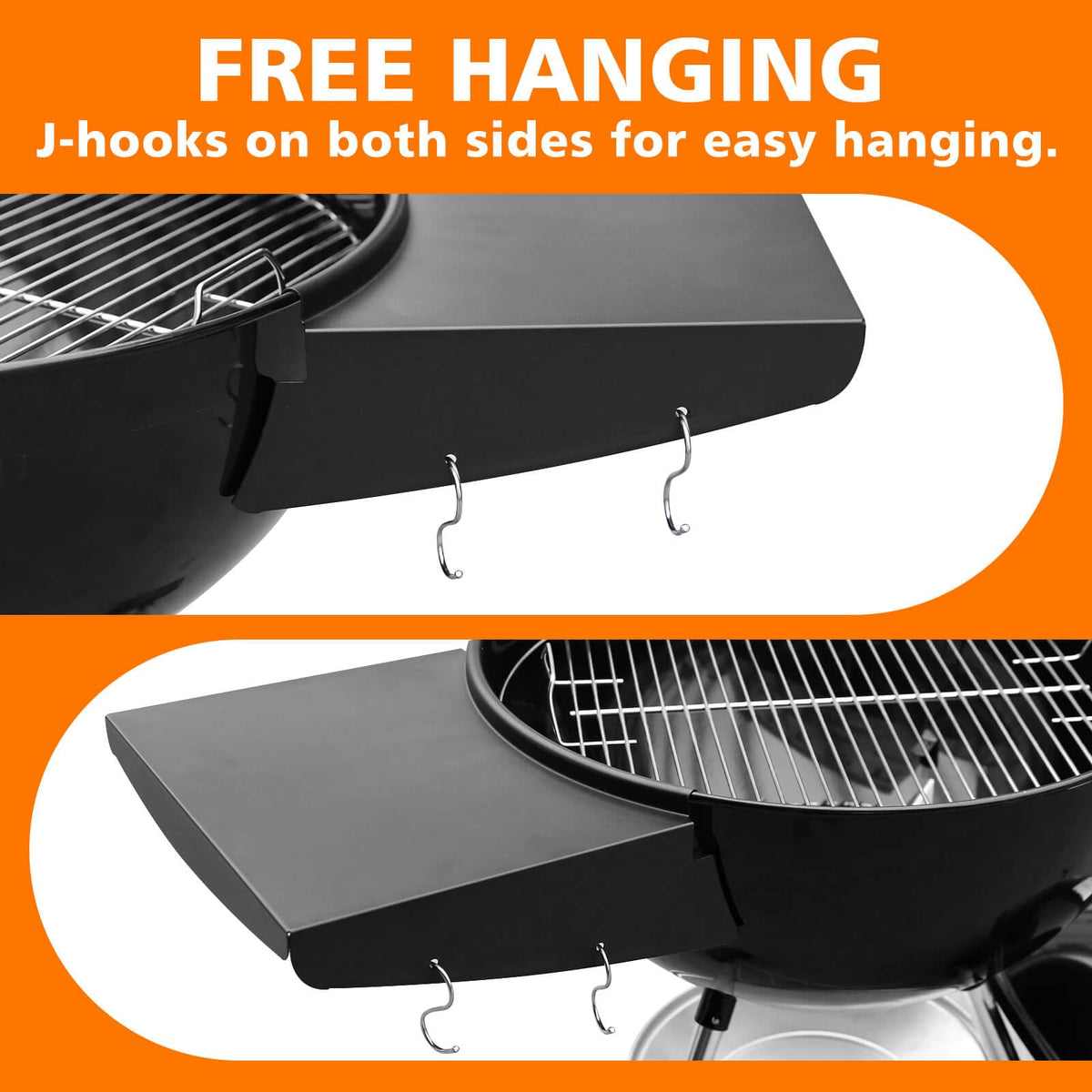 GRISUN side shelf with four hooks keeps utensils within reach.
