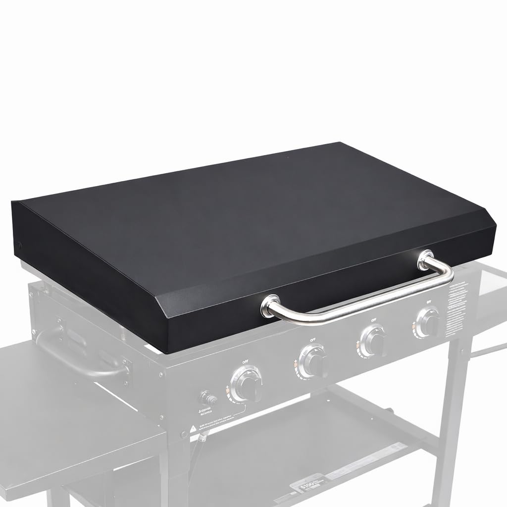 GRISUN Upgraded Griddle Lid angled view demonstrates heat retention for Blackstone 28-inch griddles.