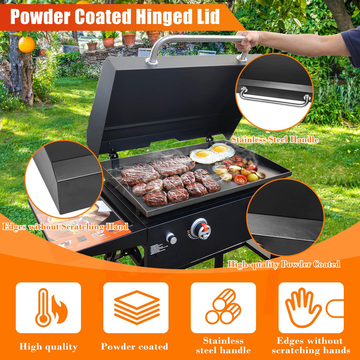 GRISUN Package includes lid, handle, brackets, and screws for quick setup.