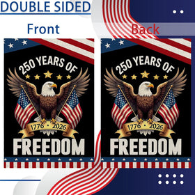 Gritose double-sided Independence Day flag, clearly visible from both sides.