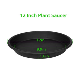 Grjoprt 12-inch plant saucer side view shows sturdy heavy-duty plastic.