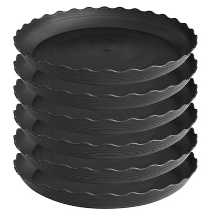 Grjoprt 6-pack plant saucer, 10 inch, top 10.5 inches, bottom 8.5 inches, protects surfaces.