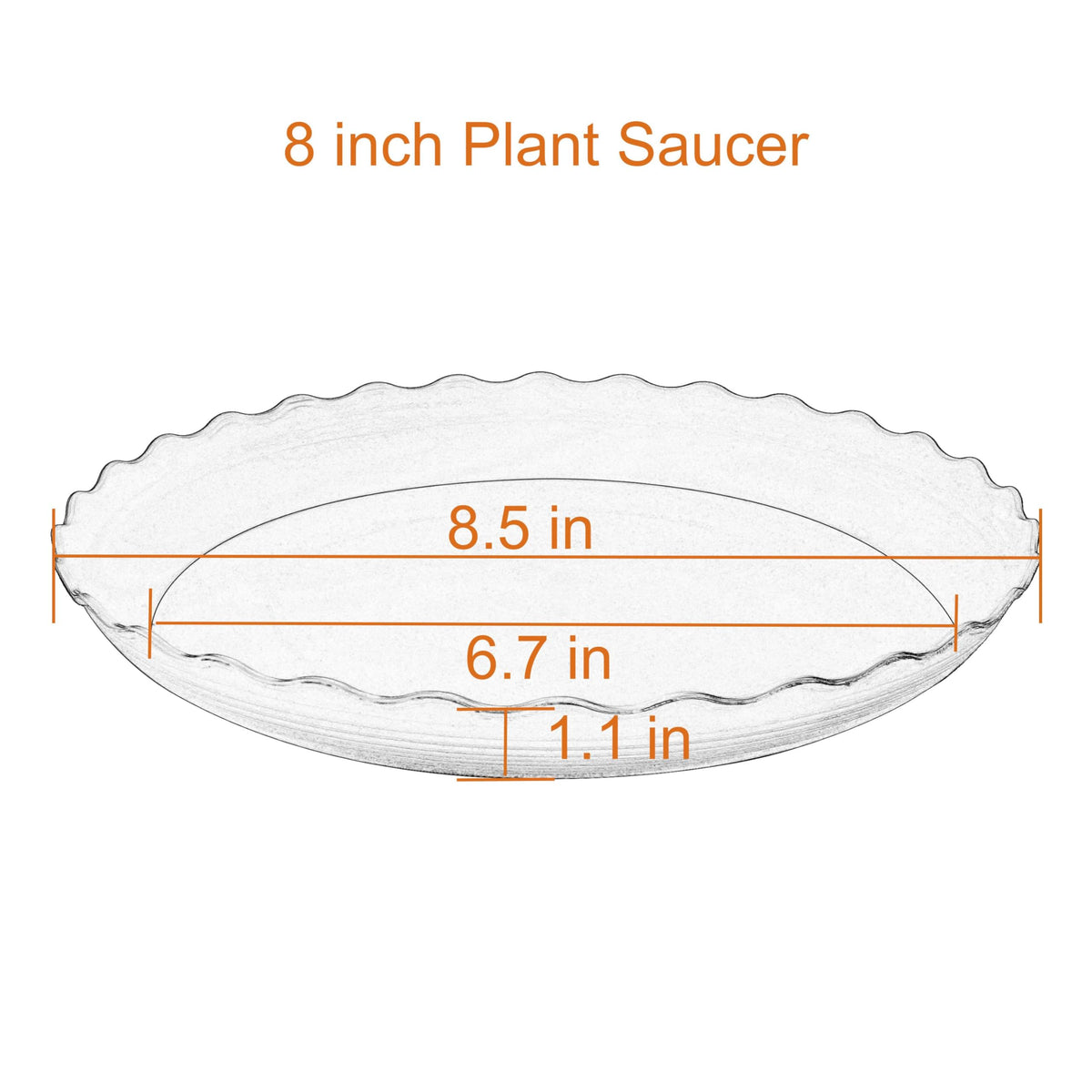 Grjoprt 8-inch plant saucer set side view guards surfaces during watering.