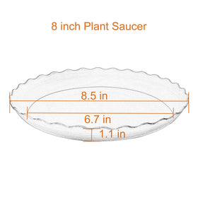 Grjoprt 8-inch plant saucer set side view guards surfaces during watering.