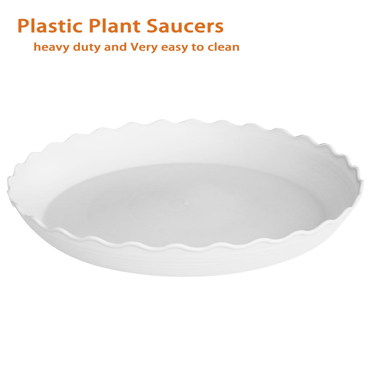 Grjoprt 10-inch white plant saucer keeps planter area clean and organized.
