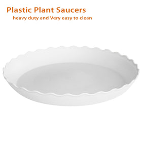 Grjoprt 10-inch white plant saucer keeps planter area clean and organized.