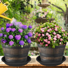 Grjoprt 11-inch black plant saucer keeps bases dry and organized