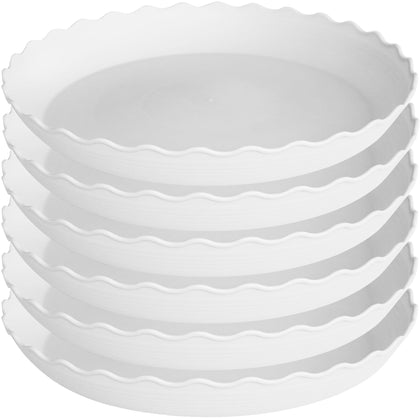 Grjoprt 6-inch white plant saucer protecting surfaces and catching runoff.