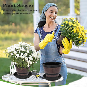 Grjoprt 9-inch black plant saucer sturdy spill containment for indoor plants