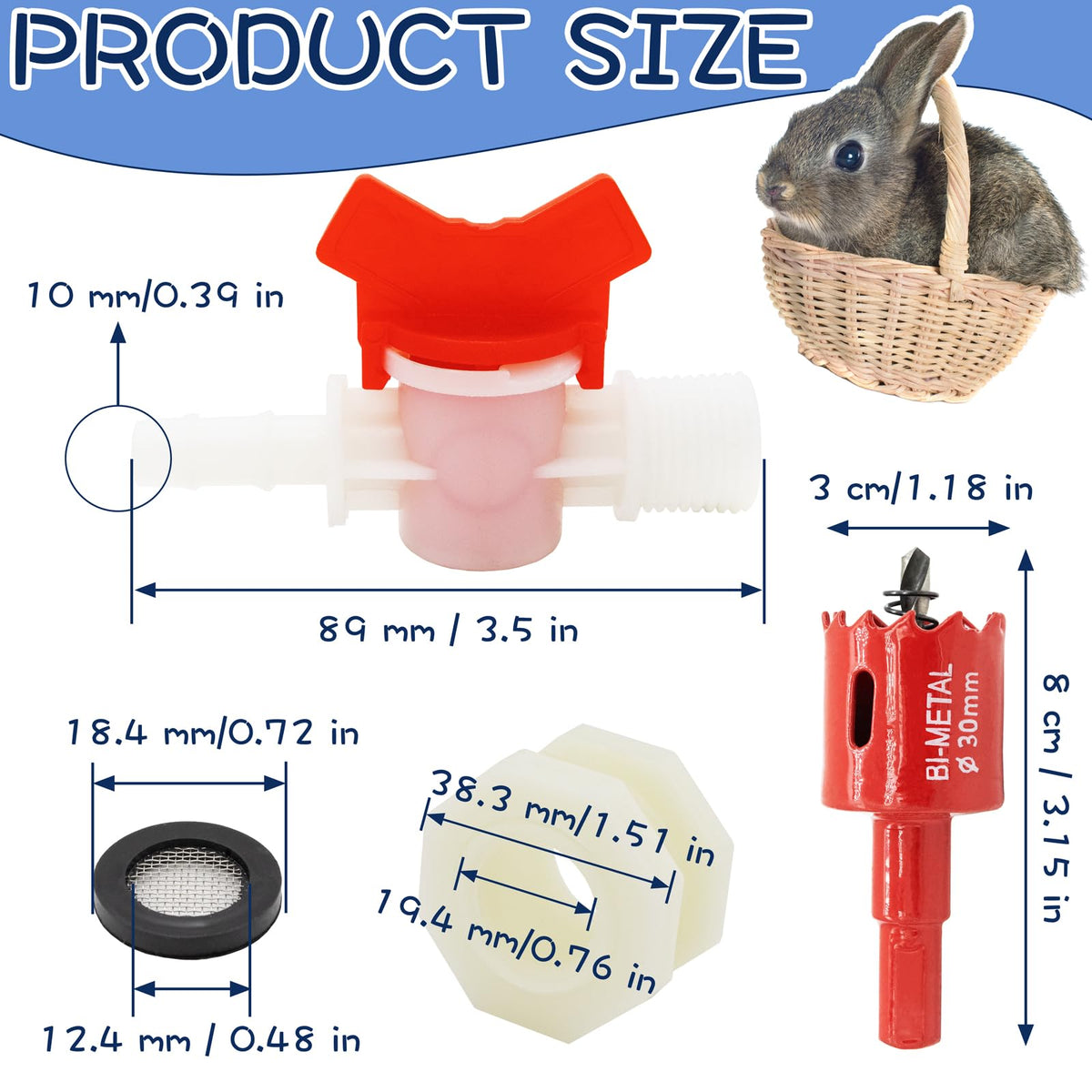 GrliTra barb ball valve enabling controlled rabbit water flow