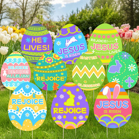 GRMIKBU 10Pcs Easter yard signs collection for outdoor faith displays