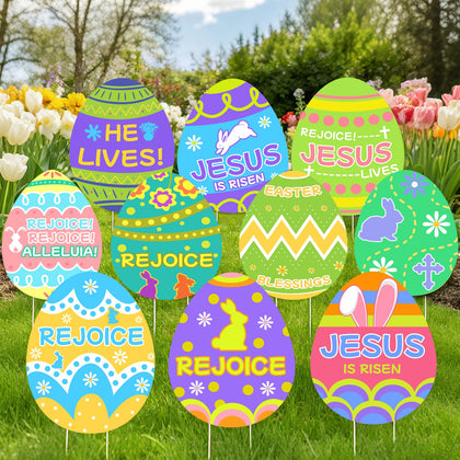 GRMIKBU 10Pcs Easter yard signs collection for outdoor faith displays