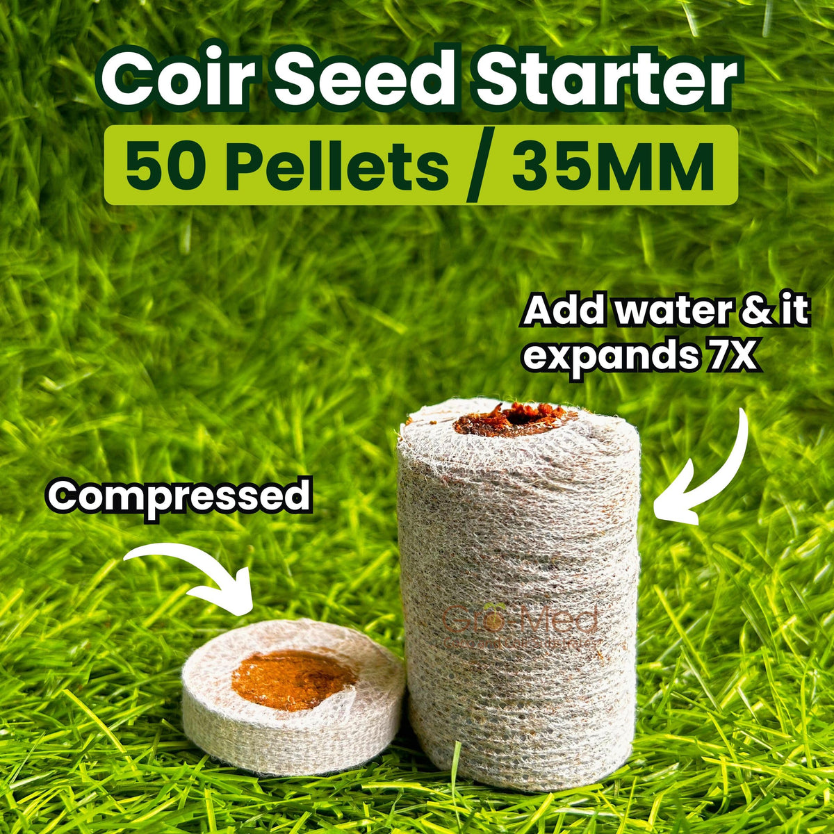 Gro-Med seed tray with expanded pellets ready for sowing
