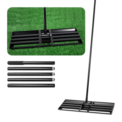 Grohcazt lawn leveling rake side view for quick, even yard prep.