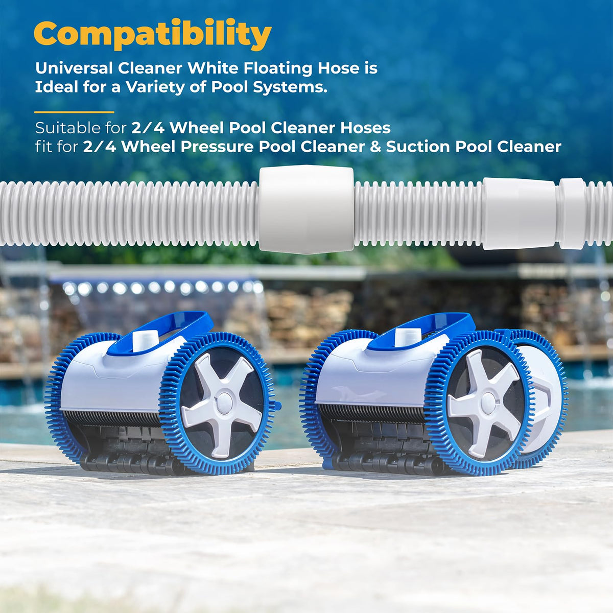 GRONGU quick-install hose floats snap onto hoses for faster setup.