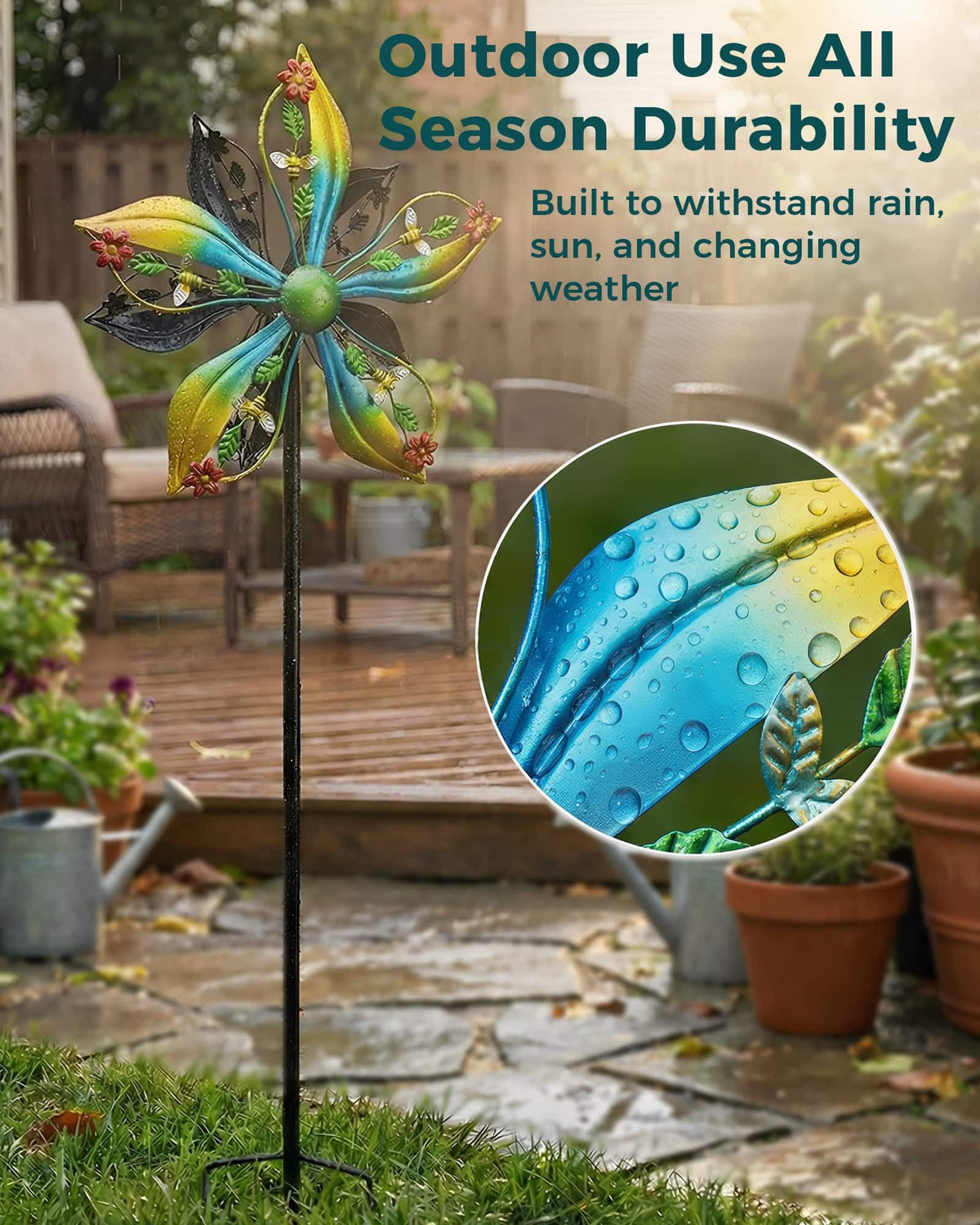 Gronhof wind spinner height reaches 57 inches, adjustable for varied yards.