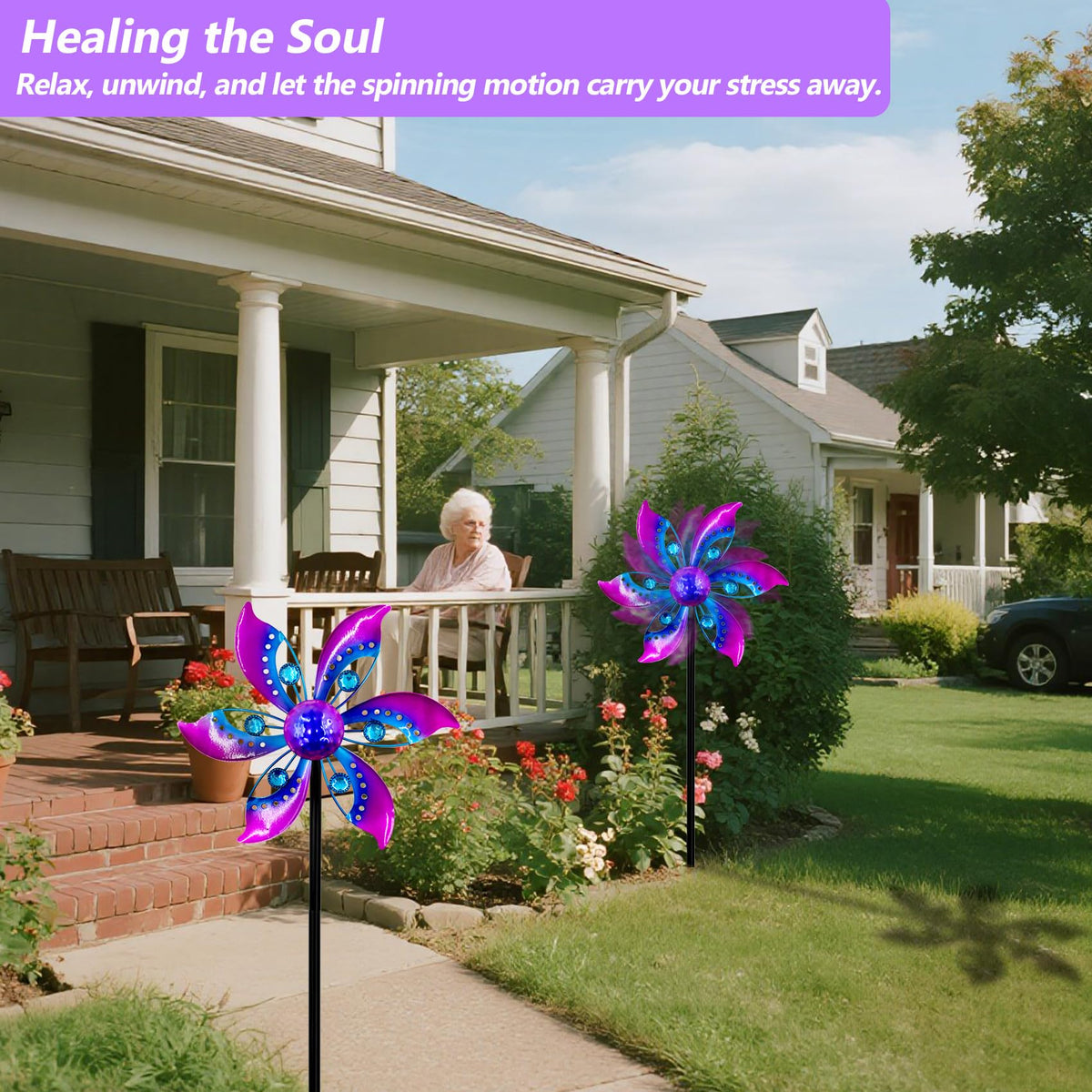 Gronhof wind spinner purple assembly and install guide showing quick setup.