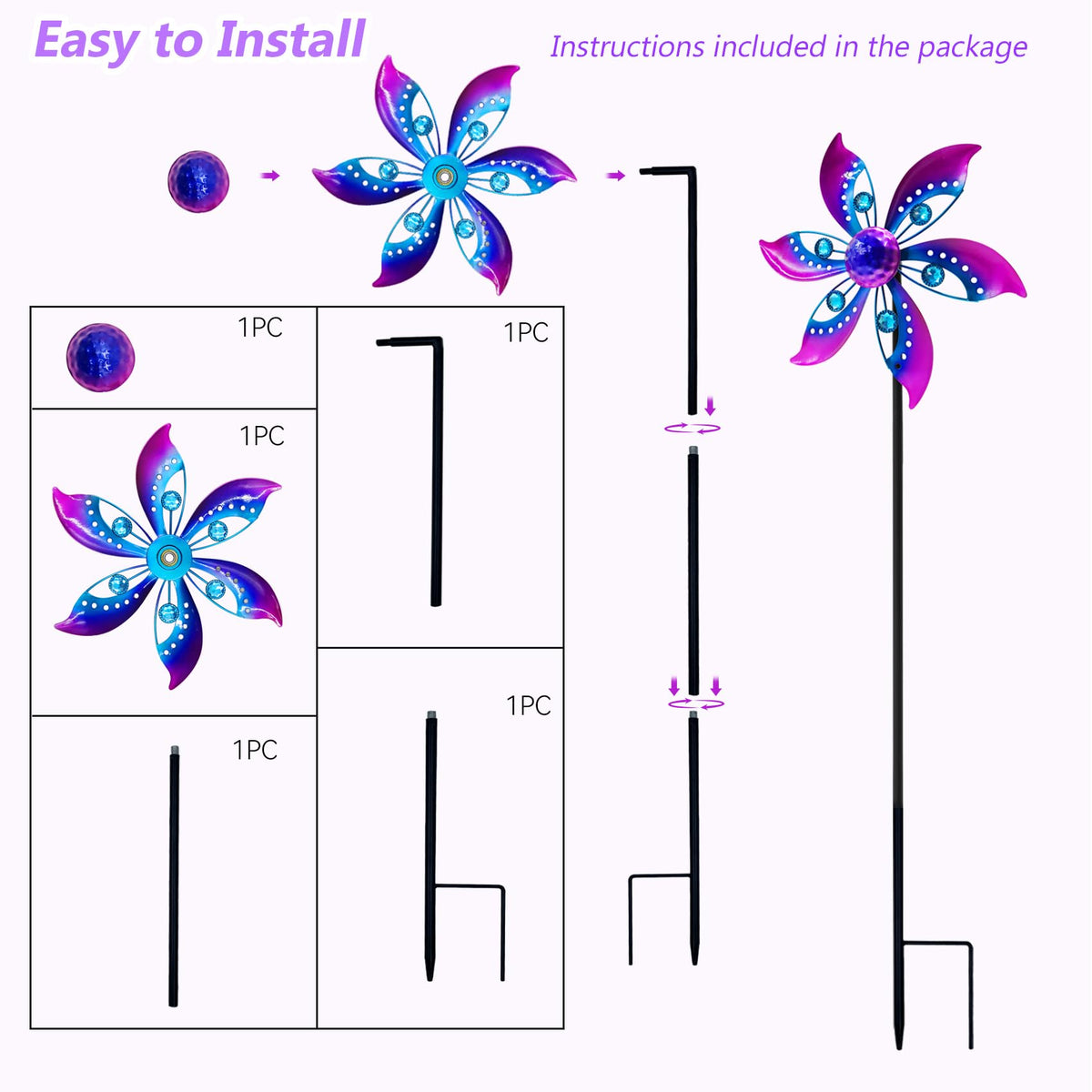 Gronhof wind spinner purple motion elevates outdoor ambiance.