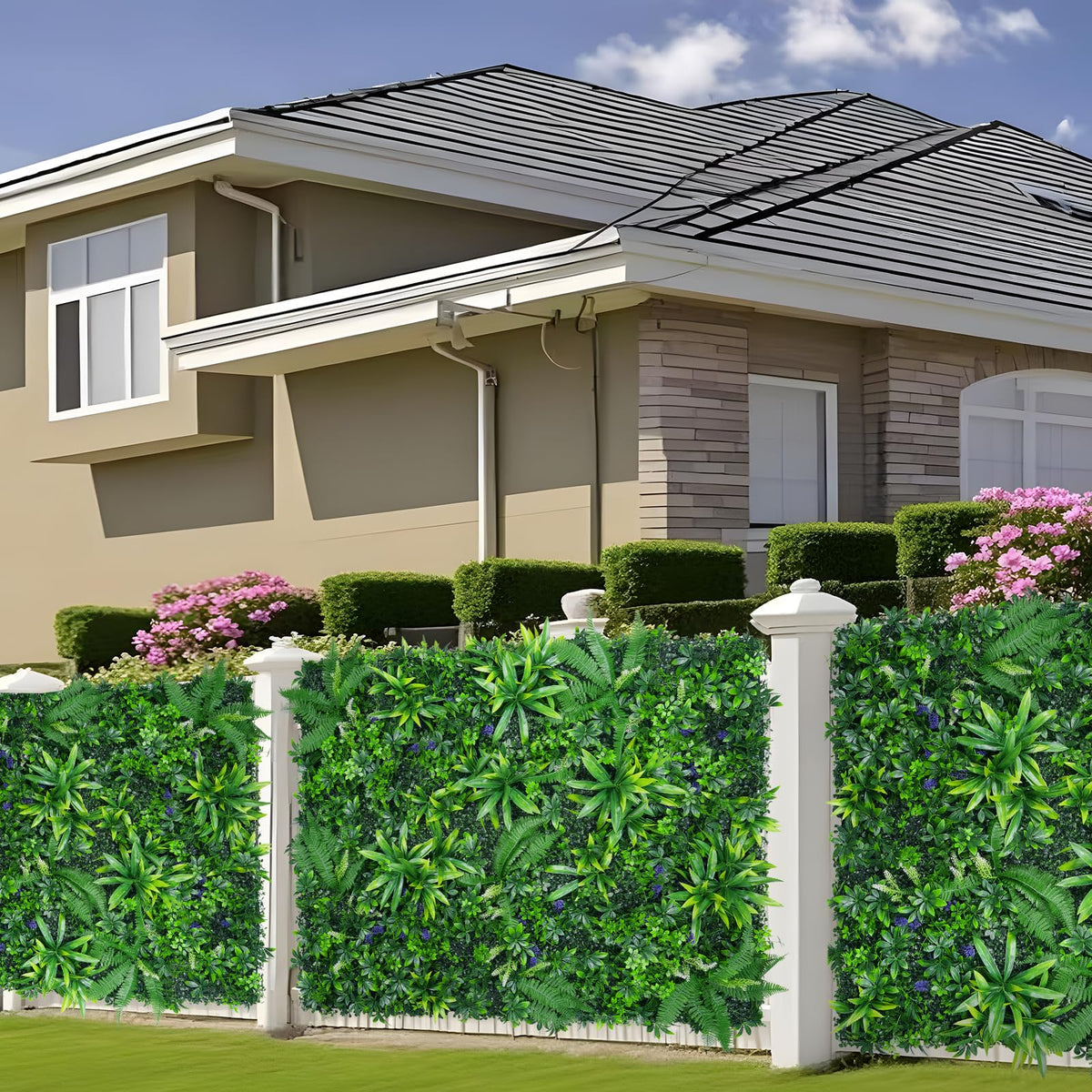 Grooy dense, lifelike grass panel enhances balcony or terrace