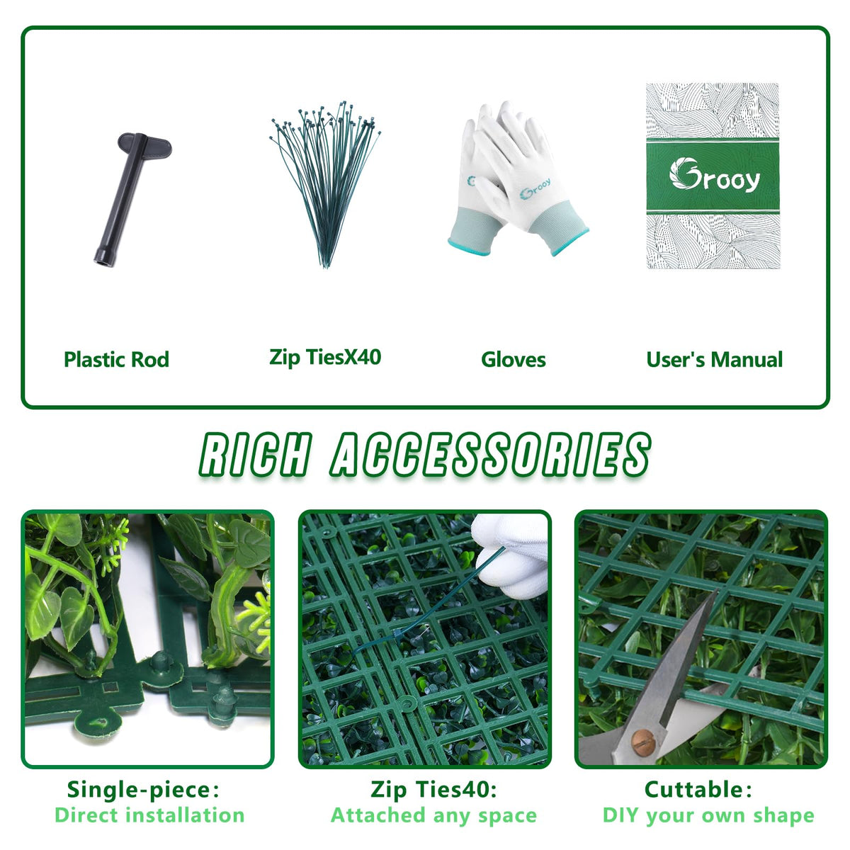 Grooy indoor outdoor wall grass panel kit for versatile decorating and easy setup.