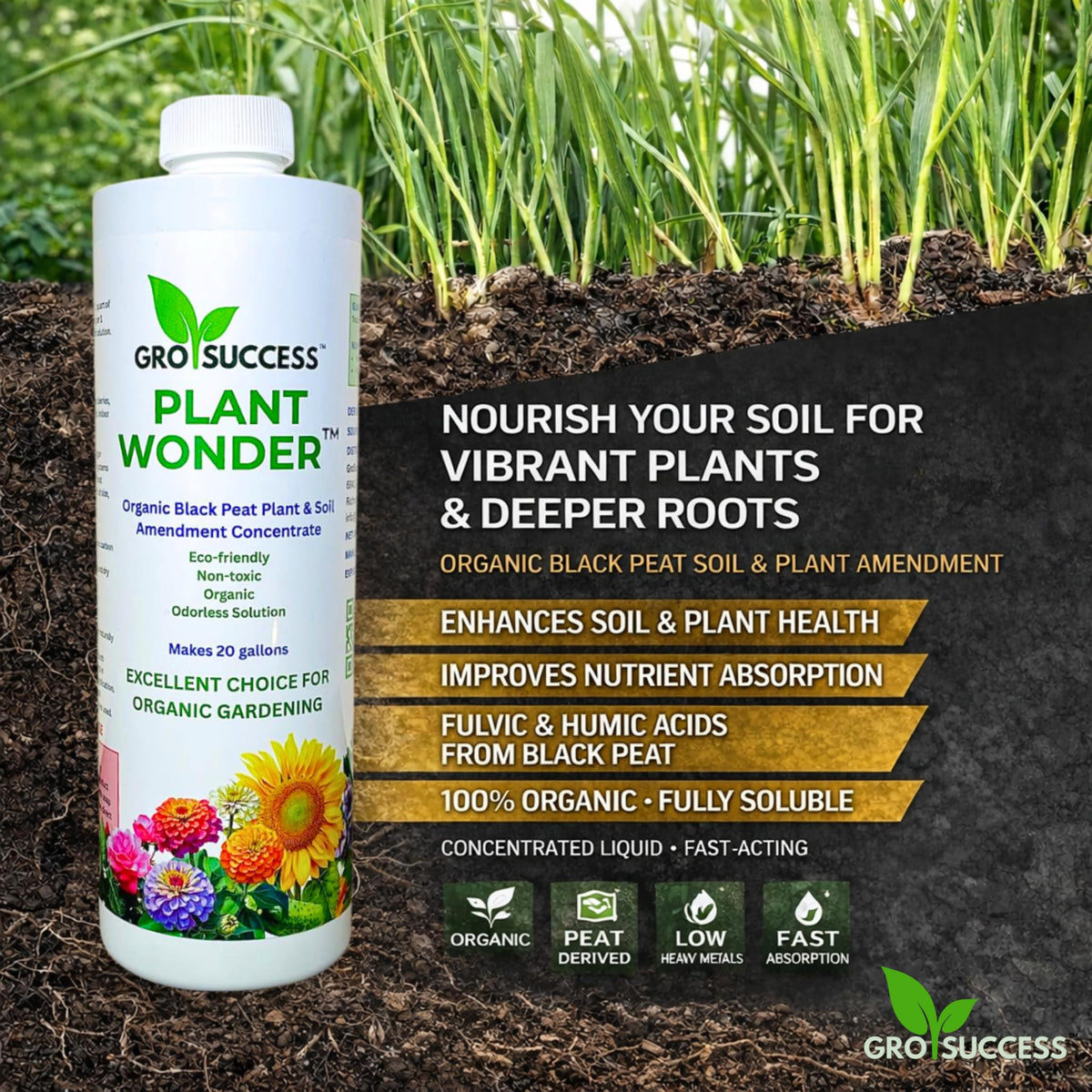 GroSuccess PlantWonder leaves closeup showing vibrant growth