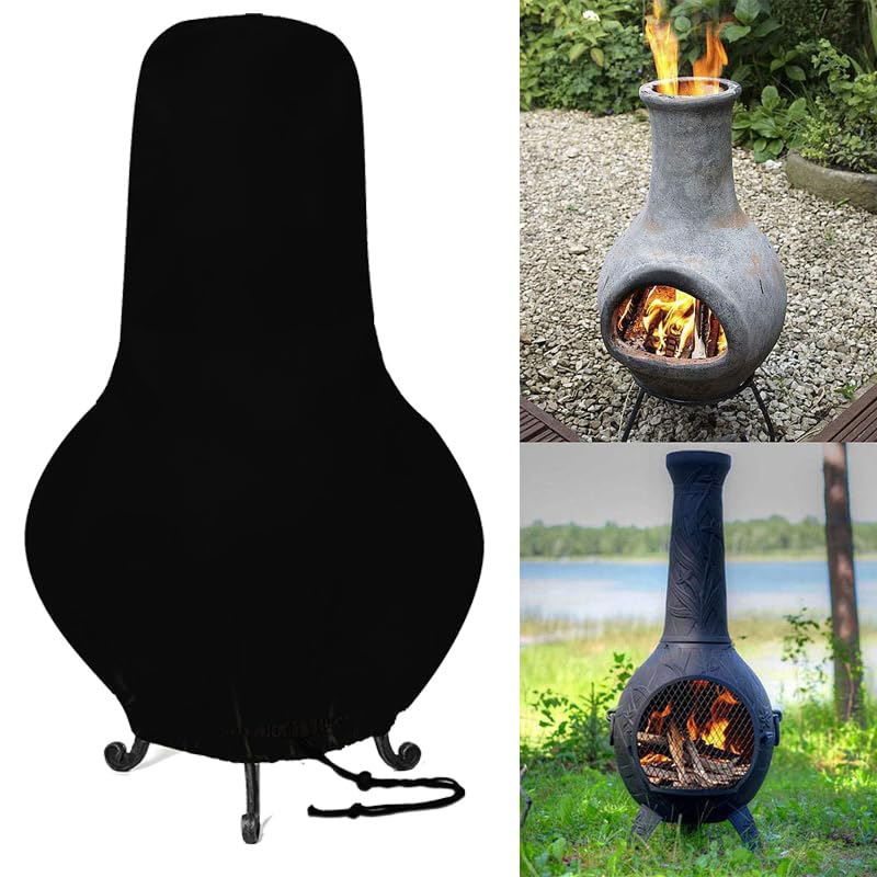 Groumh large chiminea cover front view protects from sun and rain.