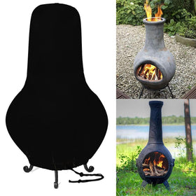 Groumh large chiminea cover front view protects from sun and rain.