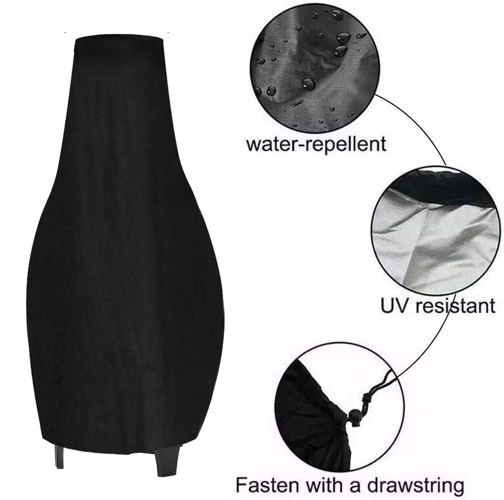 Groumh patio chiminea cap shields against rain and snow across seasons.