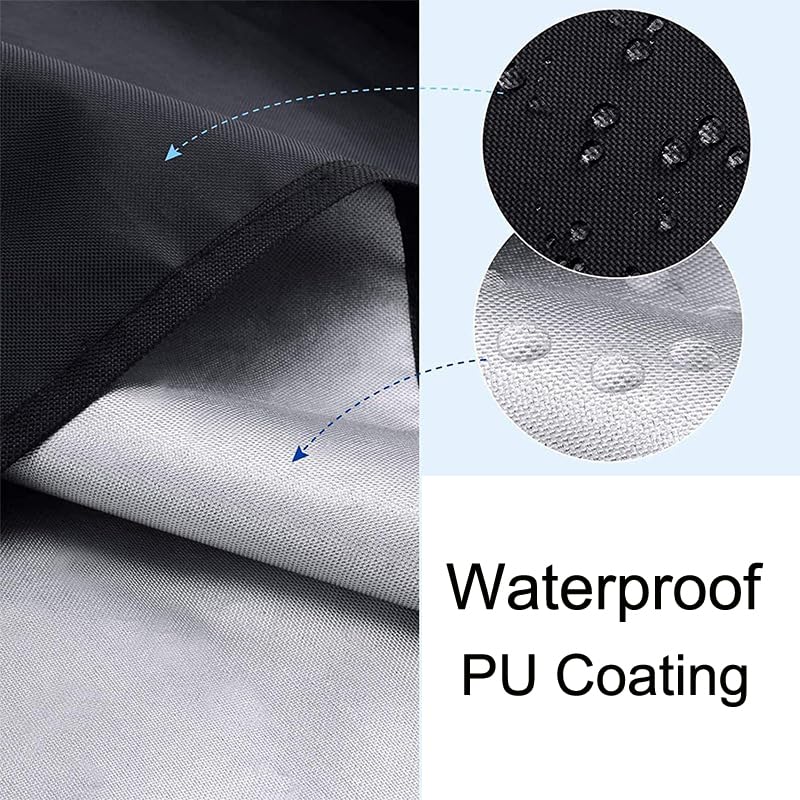Groumh weather-resistant fire pit cover protects from rain and sun.