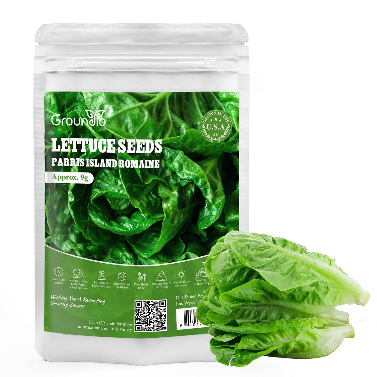 Groundio non-GMO romaine seeds packet for conscious growers