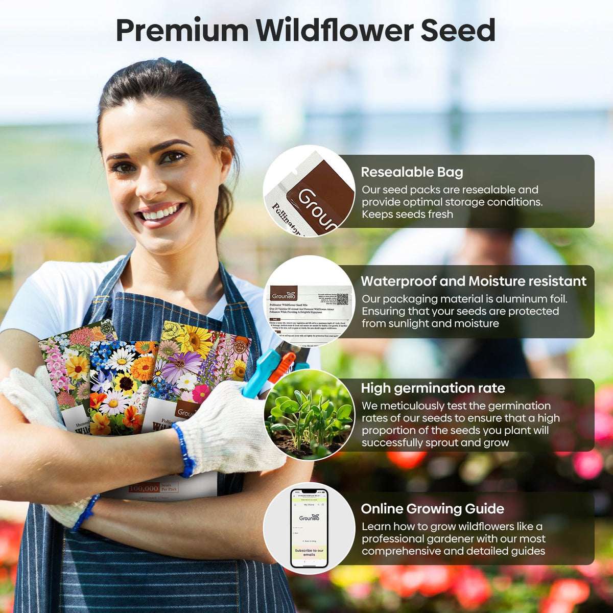 Groundio wildflowers germination test, guidance for high viability and sprouting.