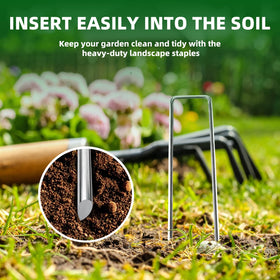 Grovellis barrier fabric stake secures outdoor spaces with strength