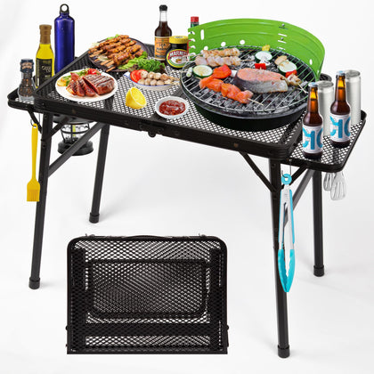 Grovind 2.5 ft picnic table folded for compact transport.
