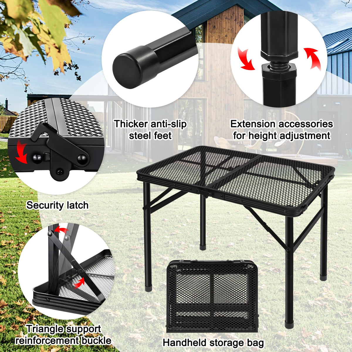 Grovind easy-clean surface wipes down quickly after outdoor meals.