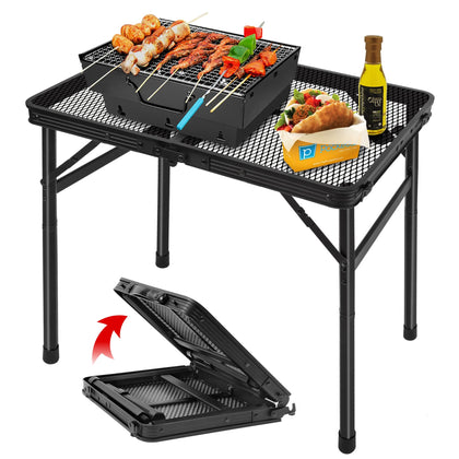 Grovind folding grill table with mesh desktop for stable outdoor food prep.