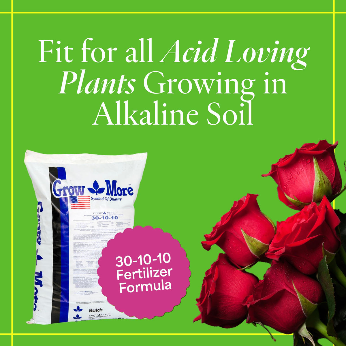 Grow More 30-10-10 dissolving in water for easy feeding.