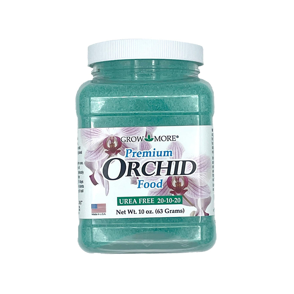 Grow More orchid fertilizer bottle pour shows simple, convenient feeding.
