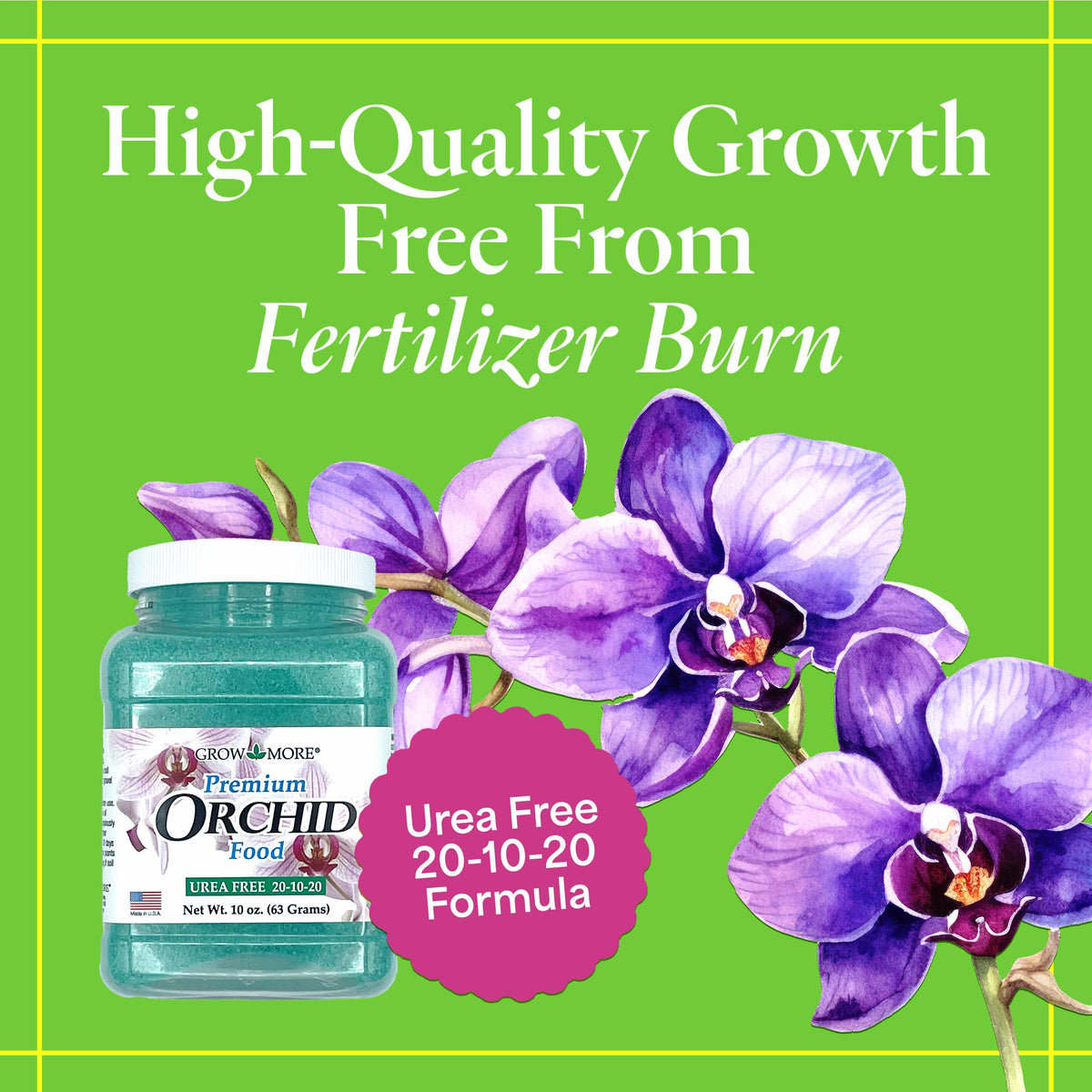Grow More orchid fertilizer dissolving in water for even nutrient uptake.