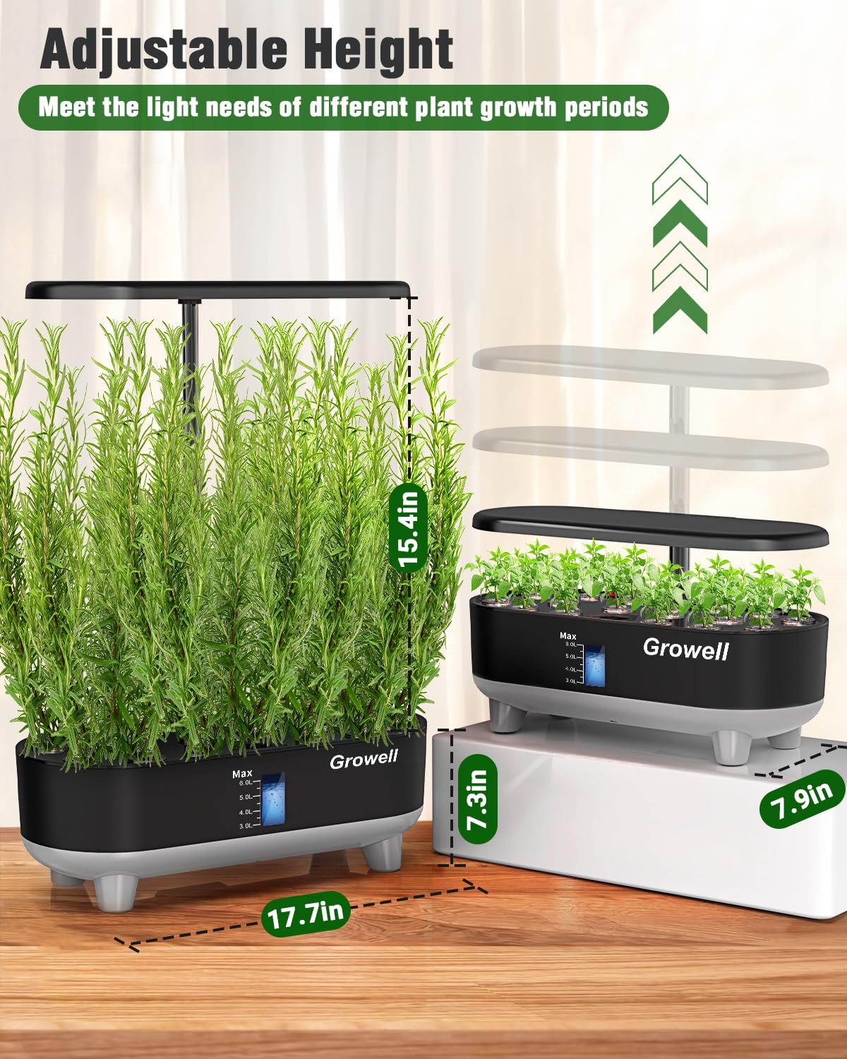 Growell 8L reservoir with clear window for easy water monitoring