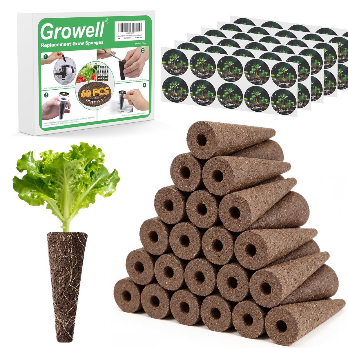 Growell hydroponic pods kit cover showing organized packaging for quick setup.