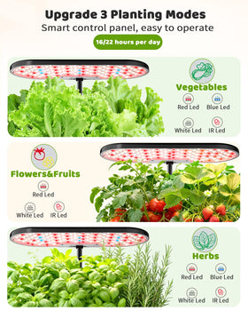 Growell hydroponics LED grow light providing full-spectrum indoor growth.