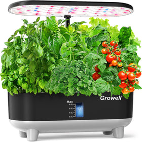 Growell hydroponics system front view with 16 pods for efficient indoor gardening