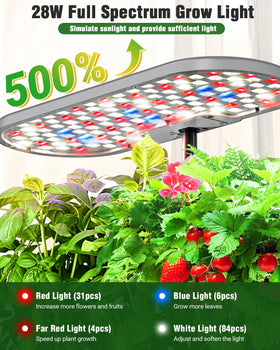 Growell 16 pods inside showing efficient planting space for herbs, vegetables, and flowers.